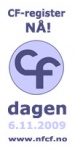 Logo for CF-dagen 2009 med slagordet "CF-register nå!"